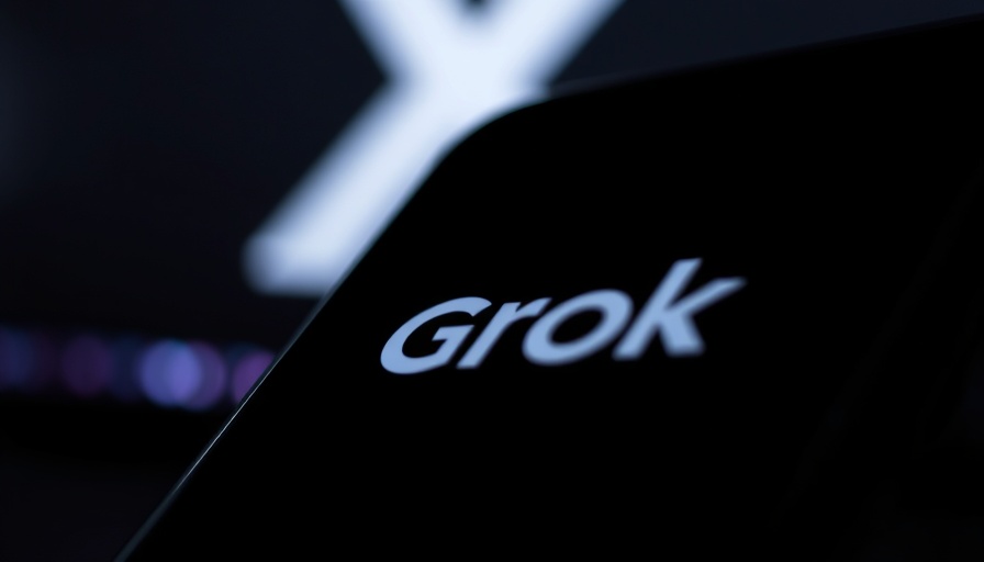 Smartphone with Grok logo, digital marketing news theme