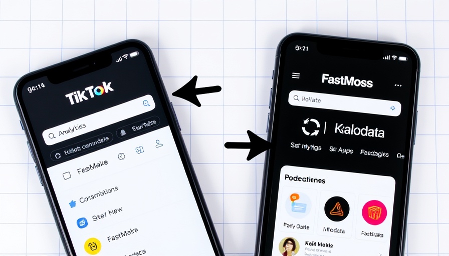 TikTok analytics tools comparison featuring FastMoss and Kalodata apps on smartphones.
