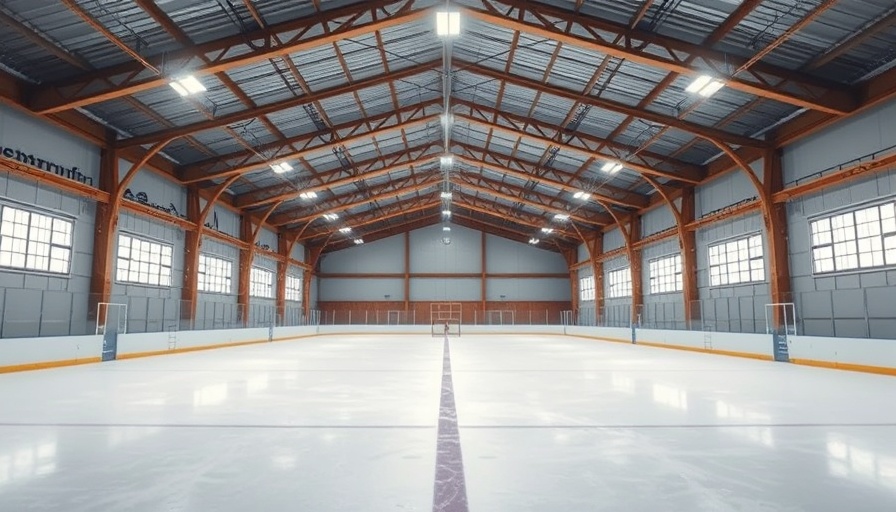 Spacious empty ice rink with serene atmosphere, resembling mindfulness and mental health.