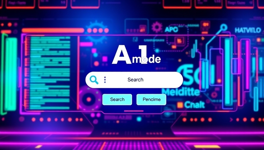 Google AI mode interface, vibrant digital display for marketing.