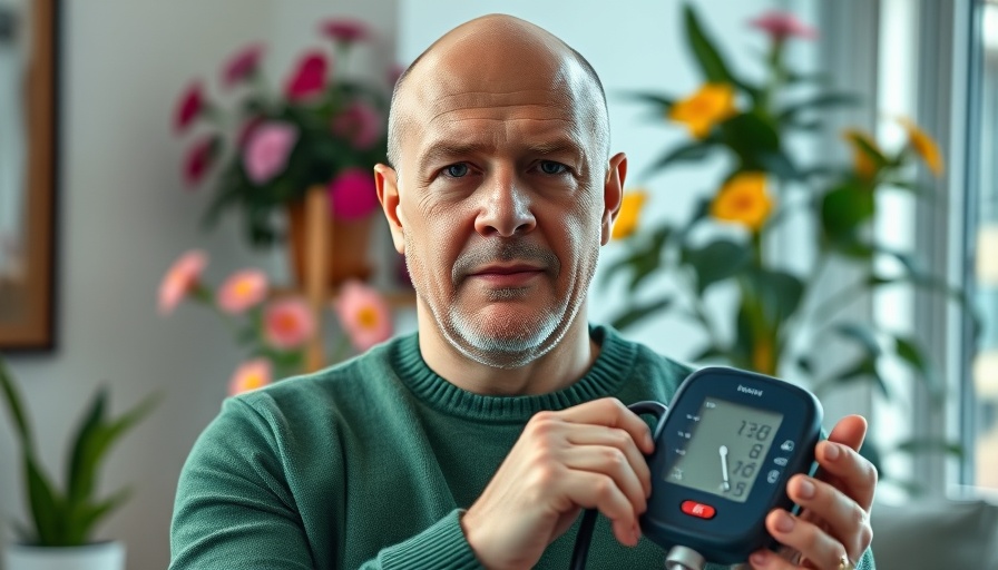 Man holding blood pressure monitor, highlighting breathing mistakes.
