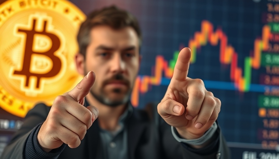 Bitcoin price prediction concept with man and rising chart.
