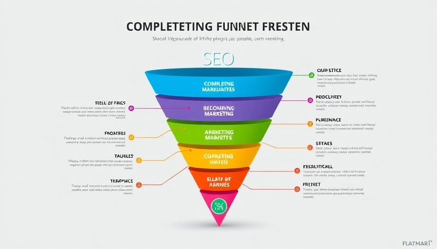 SEO infographic showing marketing funnel stages completion