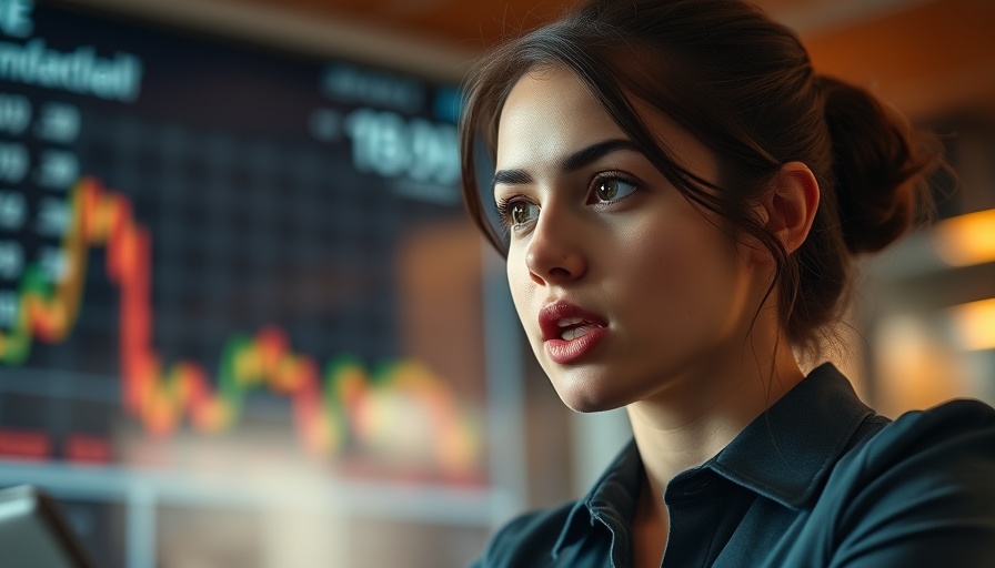 Focused woman discussing Bitcoin cycle analysis in a financial setting.