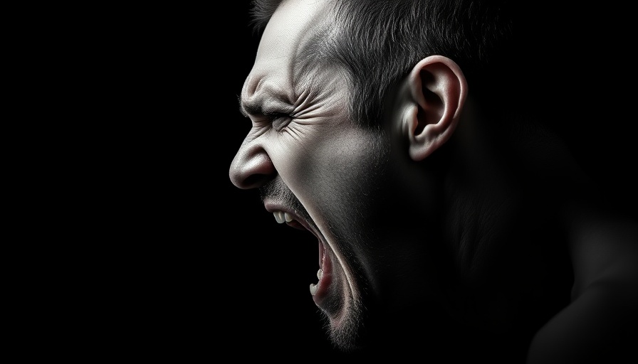 Intense male anger expressed in a dark setting, illustrating bipolar anger towards spouse.