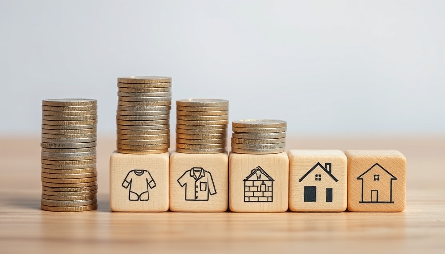 Coins on blocks showing parenting planning expenses icons.