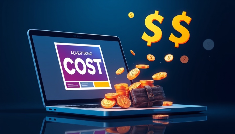 Digital advertising cost illustration with ad and money transfer.