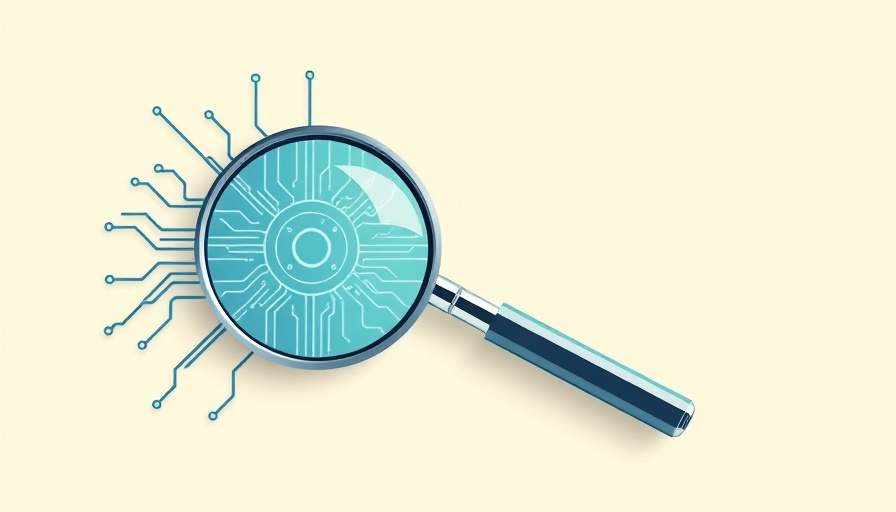 Minimalist magnifying glass illustration representing AI in digital marketing.