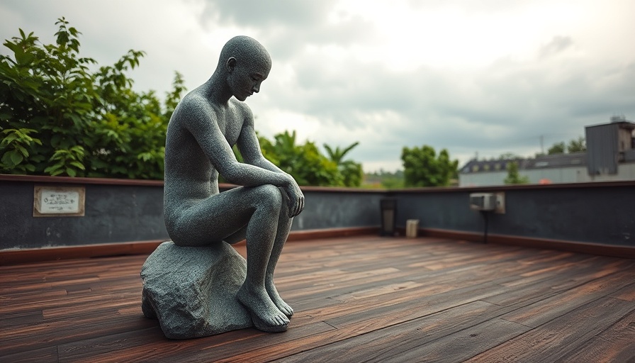 Abstract sculpture symbolizing suffering and contemplation, embodying mental health support themes.