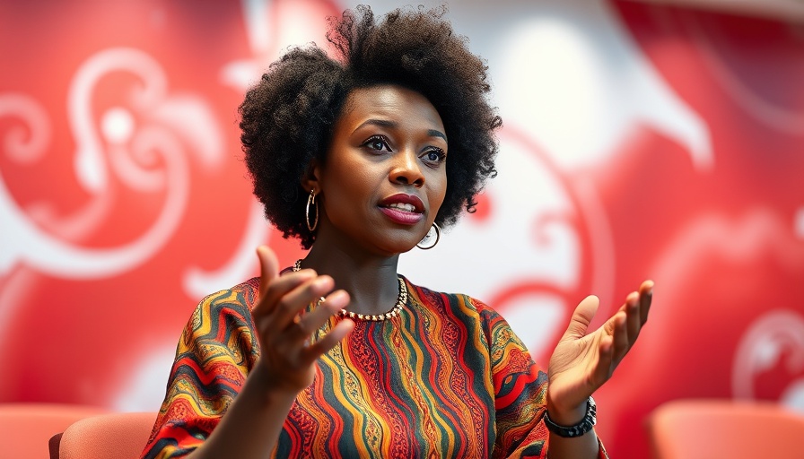 Woman expressing cultural identity and creativity at conference