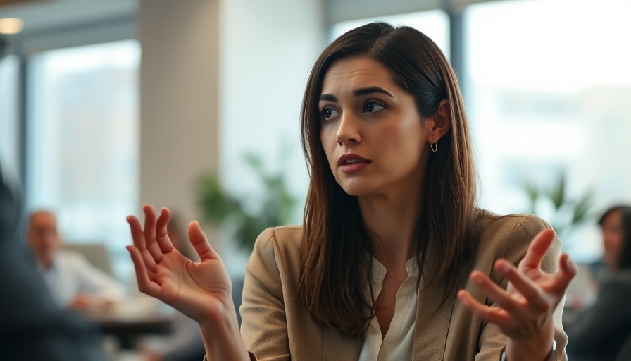 Woman discusses mental health in the workplace with thoughtful expression.