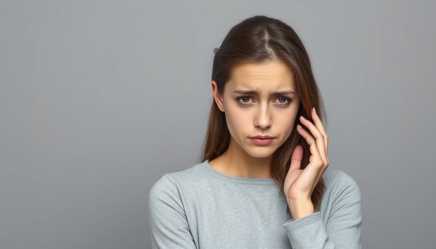 Worried young woman holding her face, related to facial paralysis and Bell's Palsy.