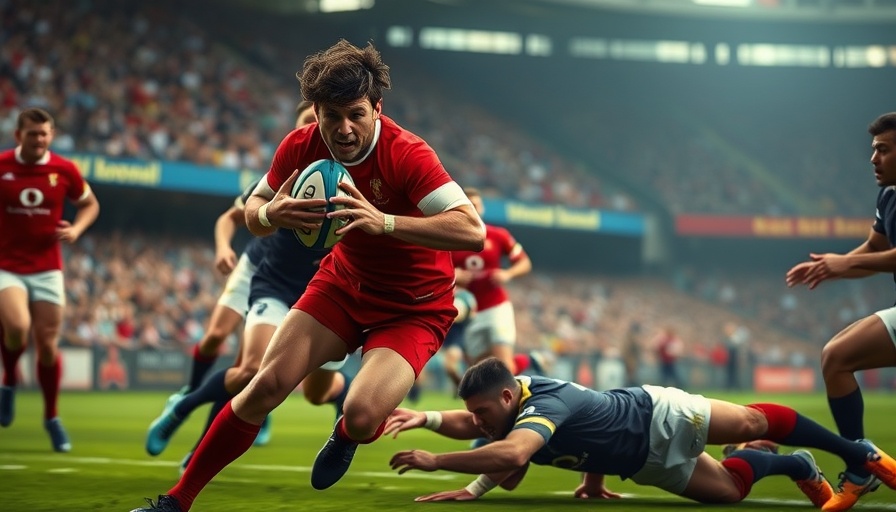 Duhan van der Merwe hat-trick rugby action shot, dynamic play