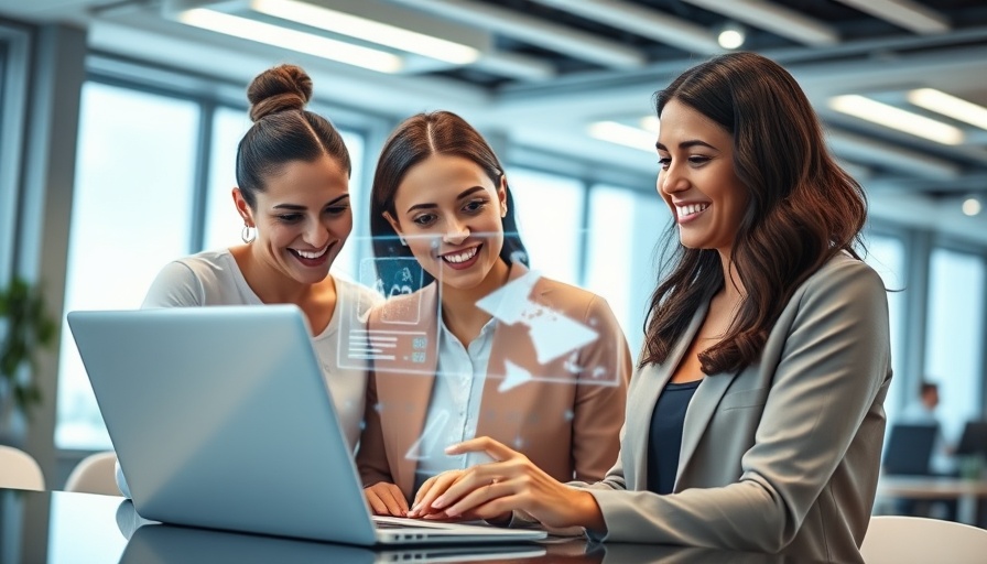 Digital PR strategies for AI search - women collaborating with digital holograms.