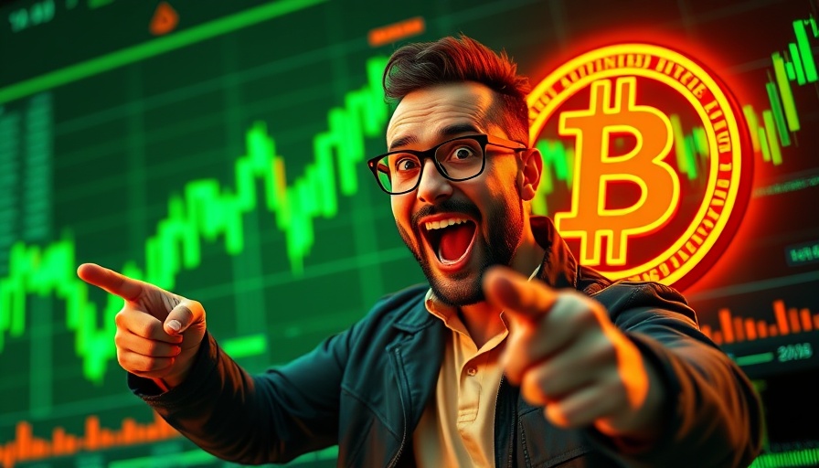 Crypto trading guide with big gains in dynamic neon style.
