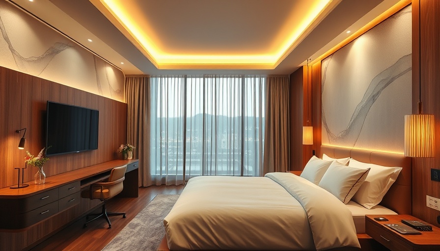 Modern hotel room interior emphasizing sleep hygiene principles.