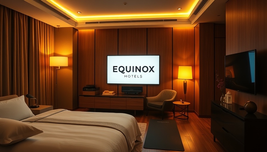Modern hotel room promoting sleep health with ambient lighting and yoga setup.