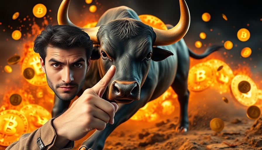Bitcoin Pushes Higher with bull and individual, vibrant scene.