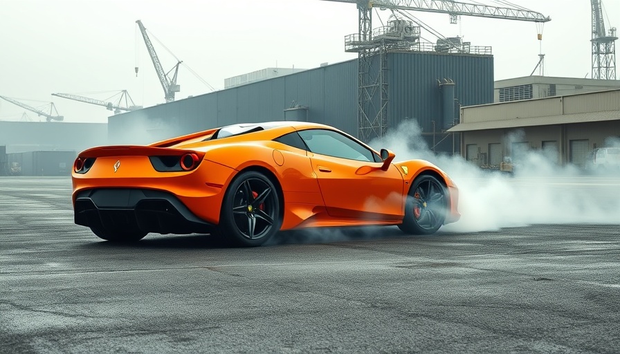 Orange sports car doing donuts to celebrate Bitcoin ATH.