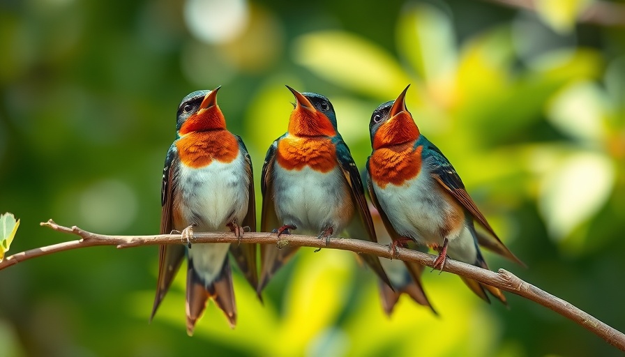 Swallows on branch embody present moment mindfulness.