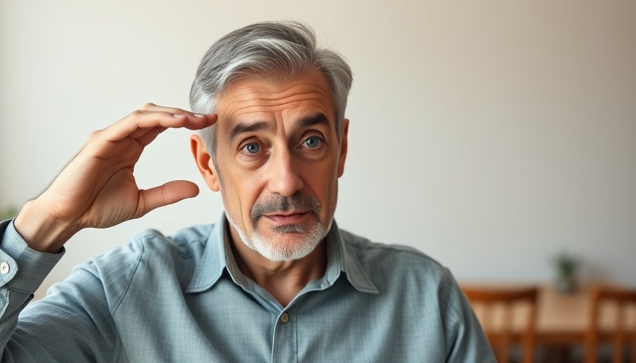 Man demonstrating simple eye exercise in indoor setting.