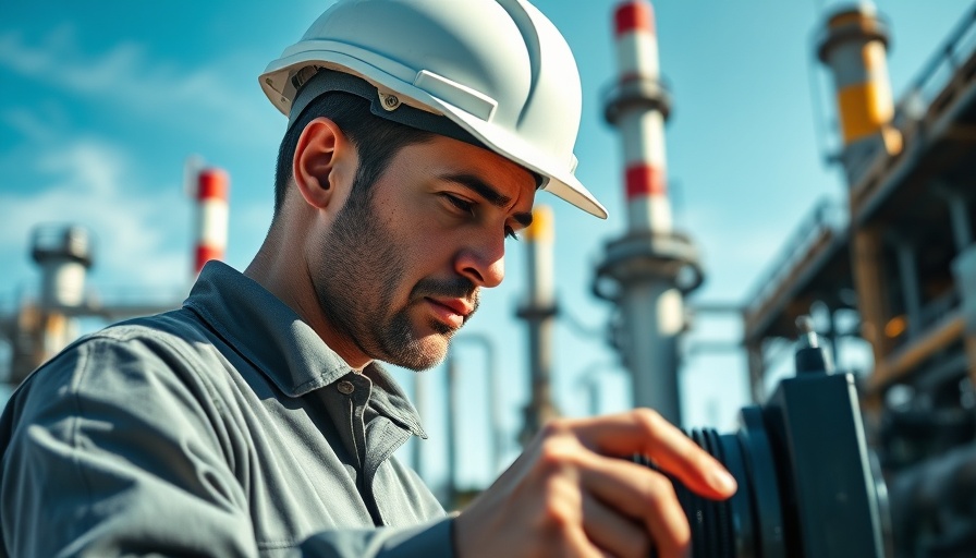 Industrial worker outside Société de Raffinage de Zinder refinery.