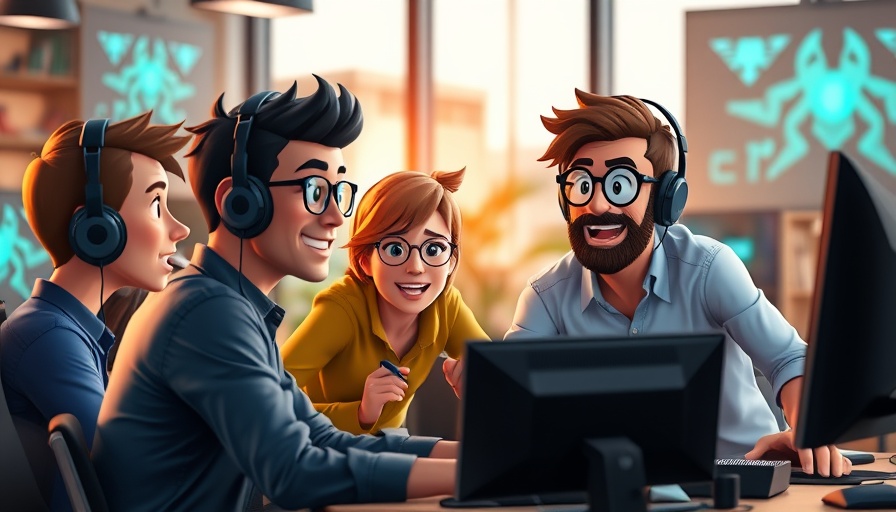 Gaming team collaboration in modern office setting.