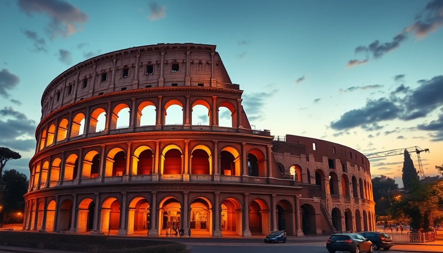 Discover Rome in a Day: Colosseum at twilight with gentle clouds.