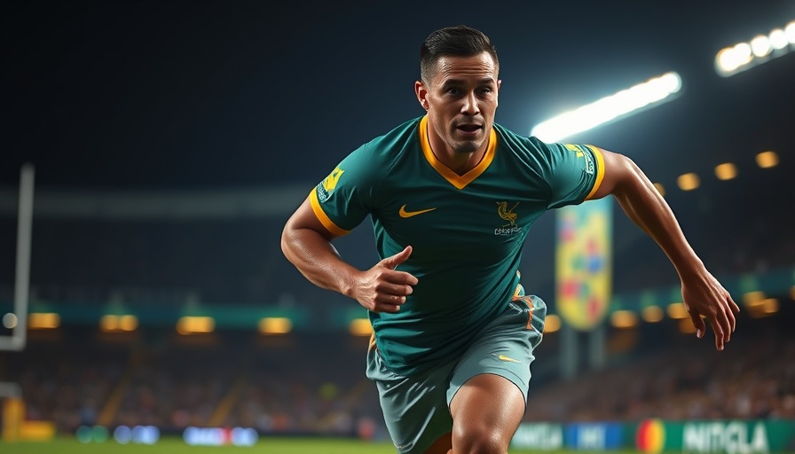Springboks player running on field during a game.
