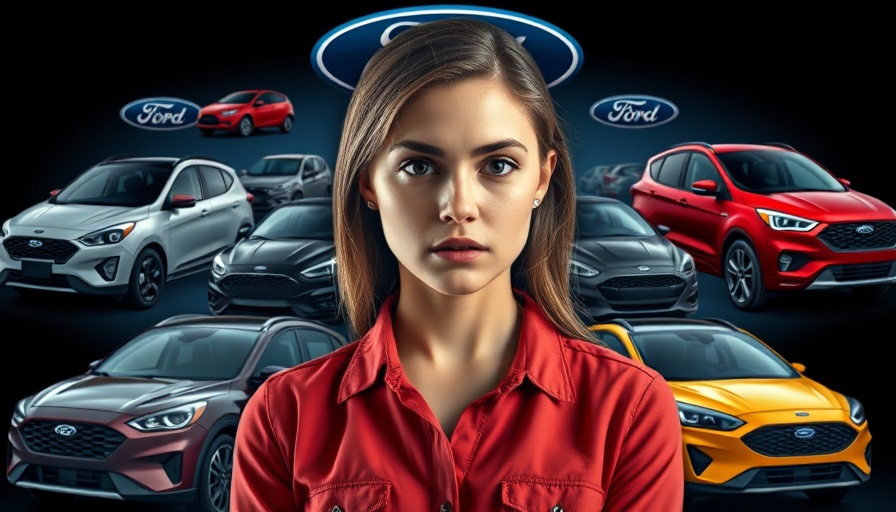 Ford Vehicle Recalls in 2025 discussed by a woman alongside Ford model collage.