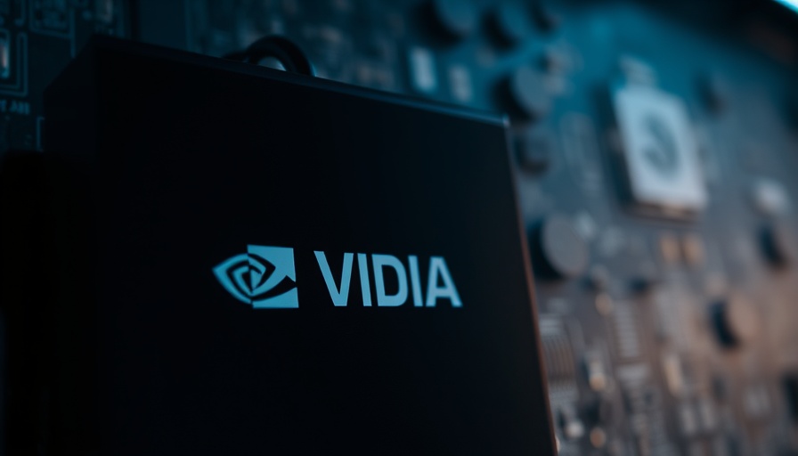 NVIDIA logo on device with circuit board, AI advancement focus.
