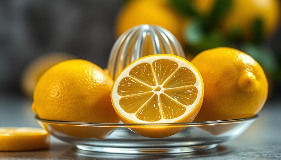 Vibrant lemons on a juicer representing health and vitality.