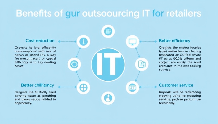 Infographic on benefits of IT outsourcing in retail.