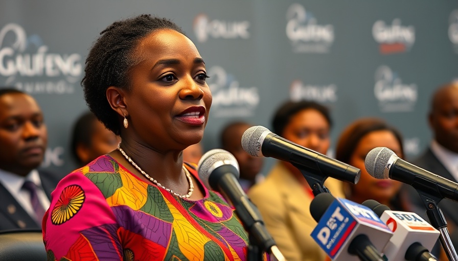 Gauteng healthcare budget allocation speech by a woman at a press conference.
