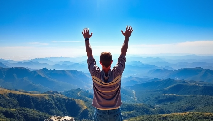 Person embracing nature while slow traveling on foot.