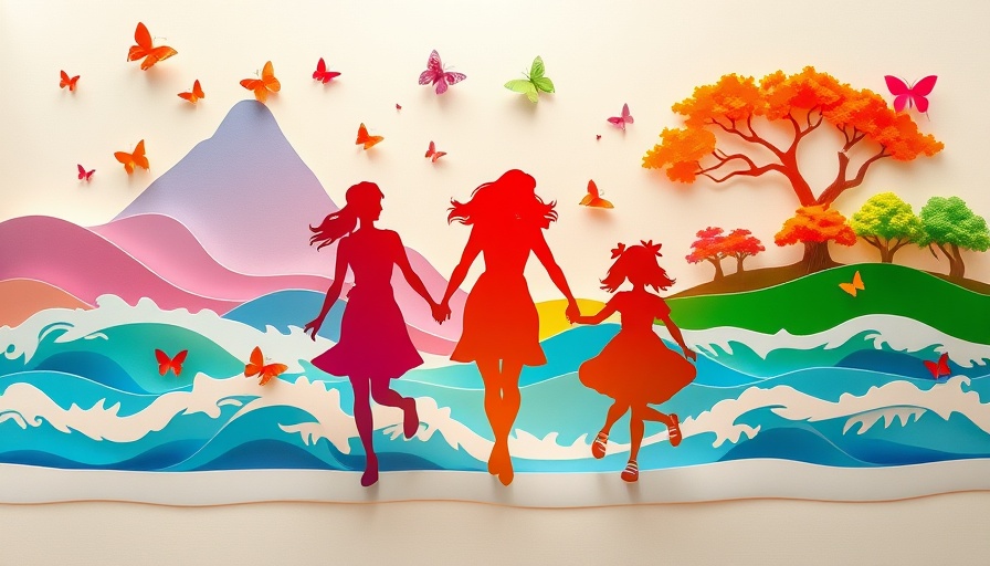 Illustration of a joyful family walking with vibrant colors representing mental health strategies for joy.