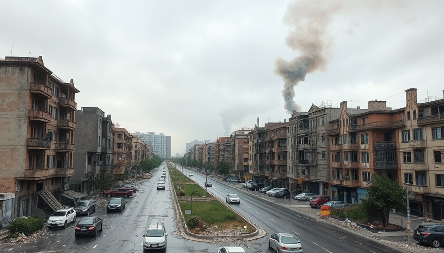 Urban damage illustrating natural catastrophe insurance protection gap.
