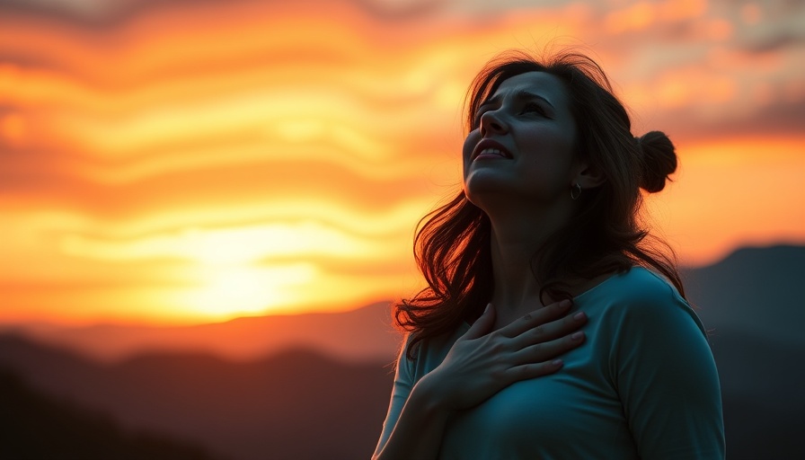 Illustration of personal growth and emotional grief under a colorful sunset.