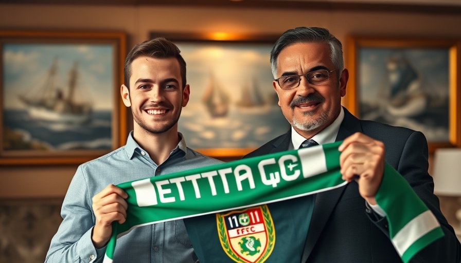Mohau Nkota signs with Ettifaq FC, holding team scarf in office.