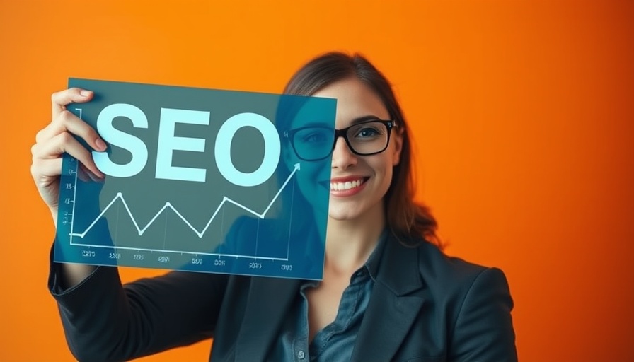 SEO updates graph presentation by a smiling woman in glasses.
