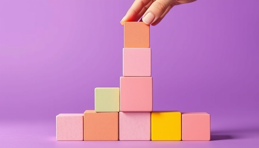 Colorful blocks stacked by hand representing scaling a company.