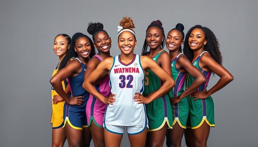WNBA All-Star Weekend Fashion group photo of athletes in vibrant uniforms.