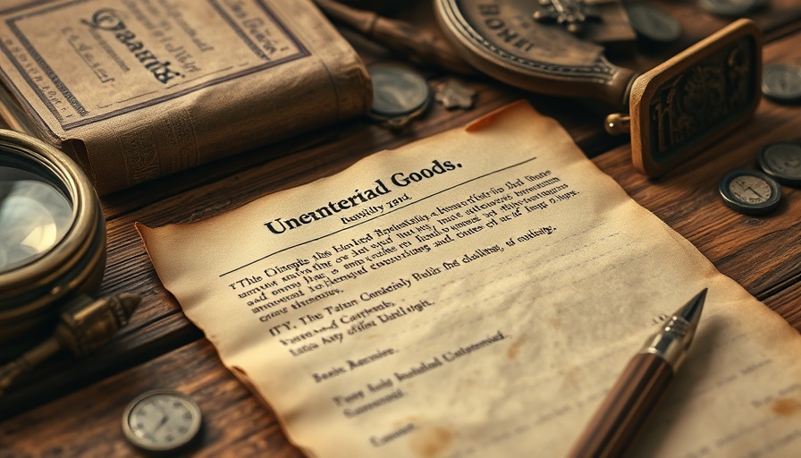 Historical Customs Weekly List of Unentered Goods document on table.