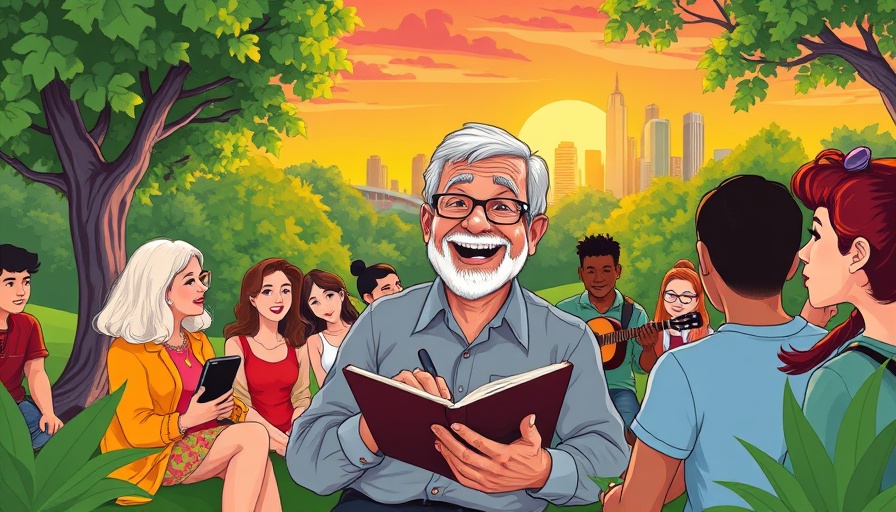 Illustration of meaningful life without being exceptional in a vibrant park setting.