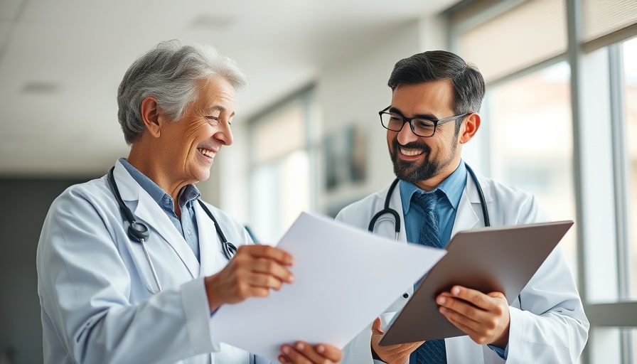 Doctor and patient discussing documents in a hospital room, illustrating patient trust.