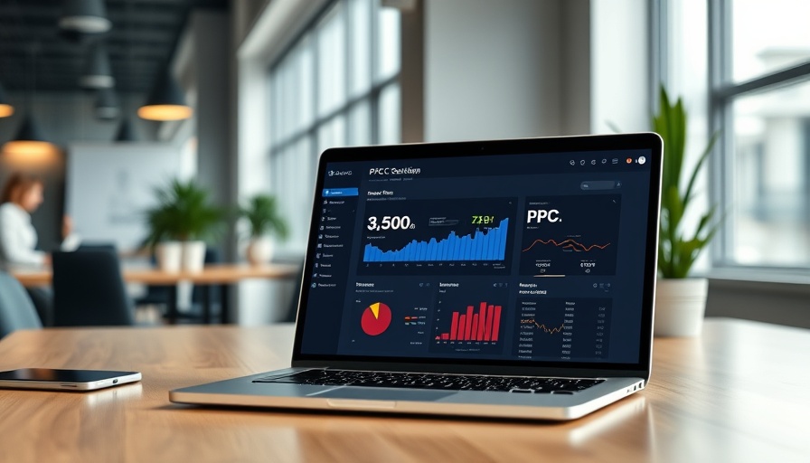 Professional PPC advertising insights on a laptop screen in an office setting.