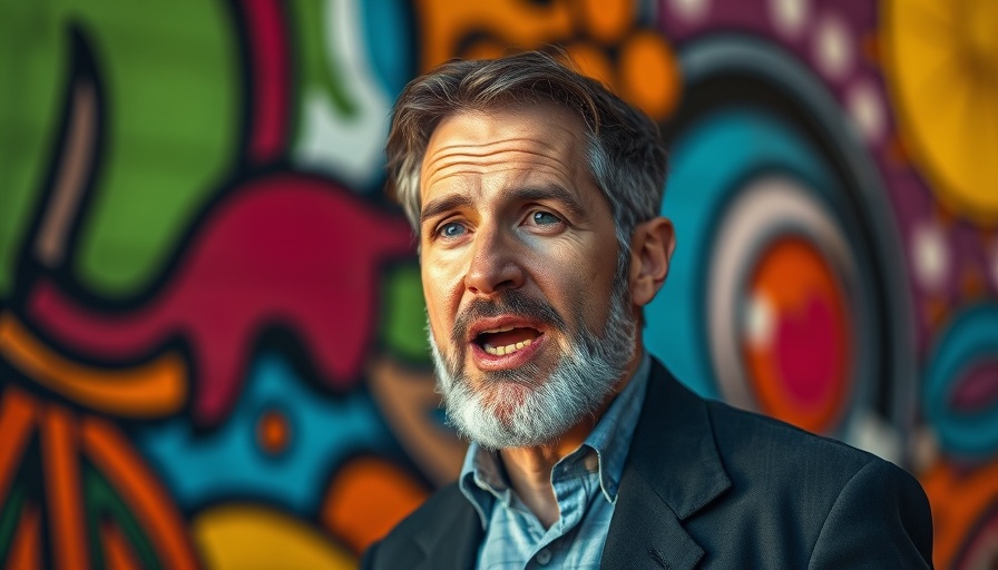 Confident man sharing entrepreneurship success stories.