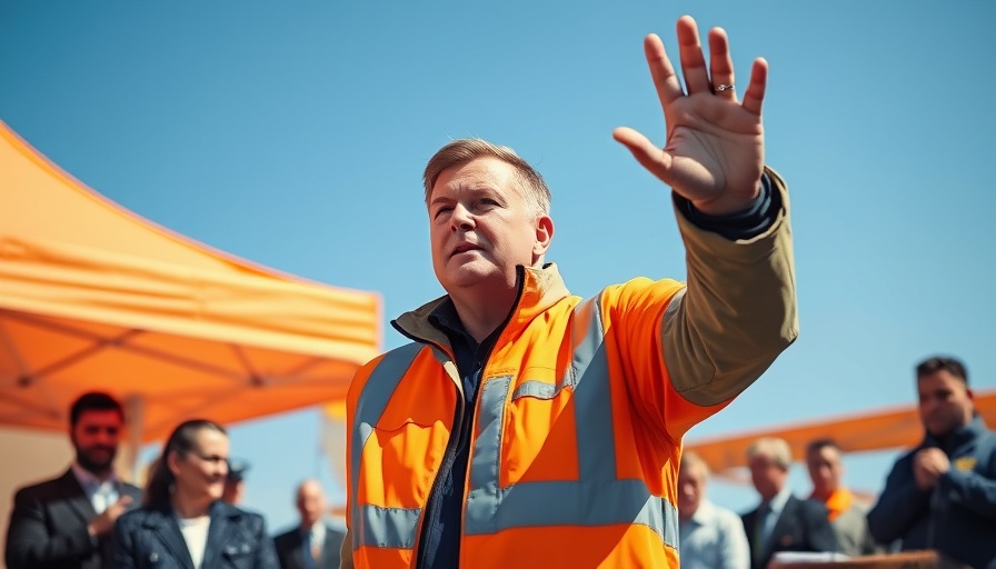 Man in high-visibility jacket speaking at outdoor event regarding Kenny Kunene Suspension
