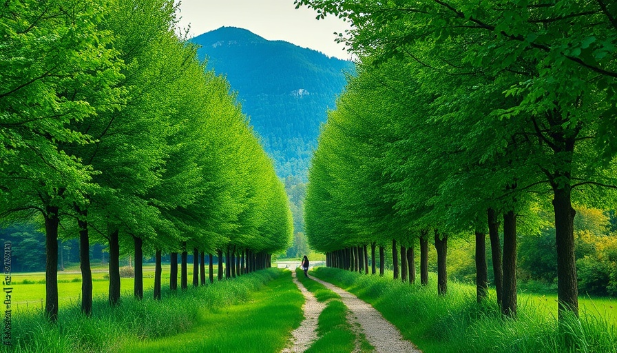 Tranquil South Africa travel destination with lush green trees and path.