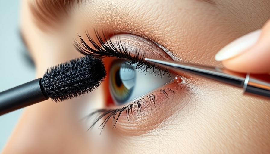 Close-up view of DIY lash extensions application.